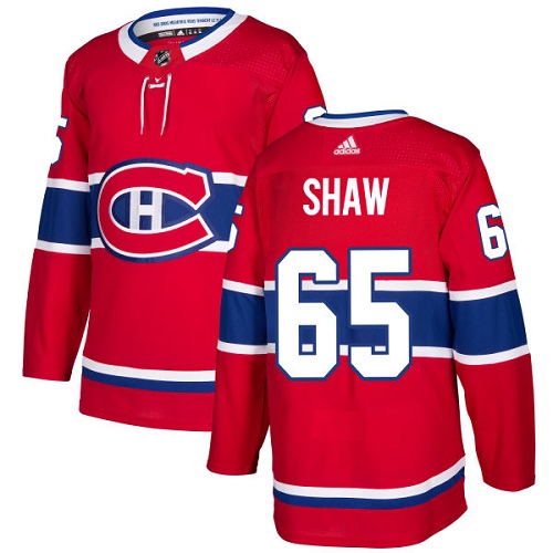 Adidas Canadiens #65 Andrew Shaw Red Home Authentic Stitched NHL Jersey - Click Image to Close